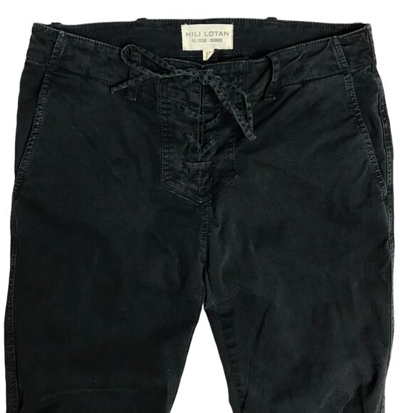 Nili Lotan Charcoal Black Lace up Waist Ankle Zip Jogger Pants Womens Size 0 - Picture 3 of 11